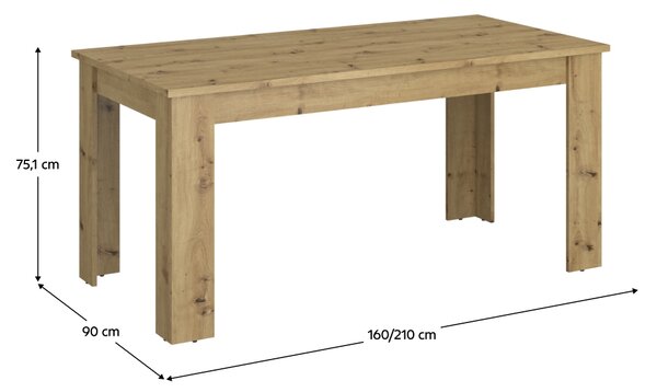 Rozkládací jídelní stůl 160 IRON (dub artisan) (pro 6-8 osob)