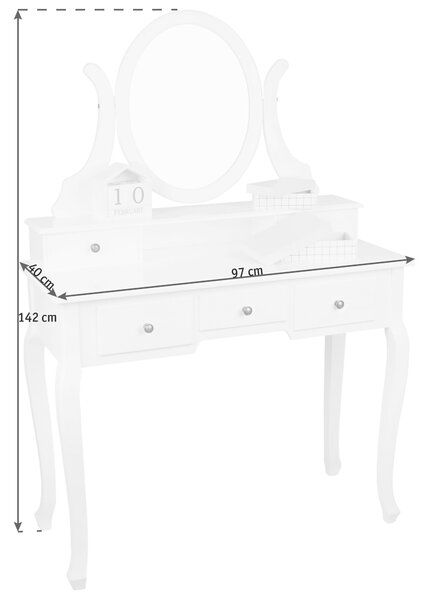 TOALETNÍ STOLEK, bílá, 97/40/142 cm Ambia Home