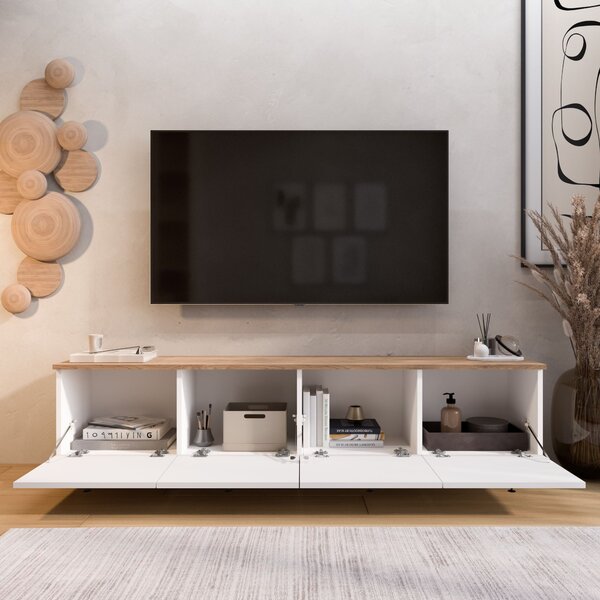 TV stolek/skříňka Nordla 7 (bílá + dub). Akce -20%