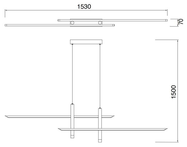 Mantra 7983 Esparta, moderní závěsné svítidlo LED 50W 3000K černá/zlatá, délka 153cm