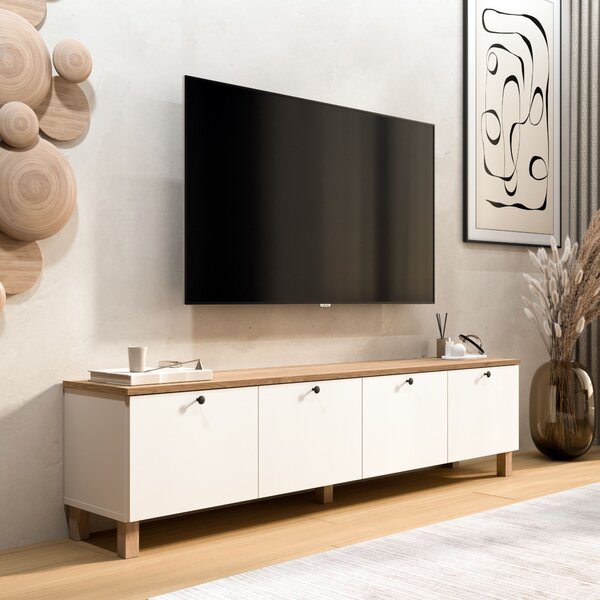 TV stolek/skříňka Nordla 7 (bílá + dub). Akce -20%