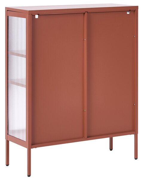 Prosklená komoda LERRYN Kov 90 cm Zlatohnědá