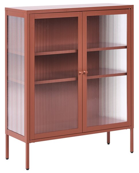 Prosklená komoda LERRYN Kov 90 cm Zlatohnědá