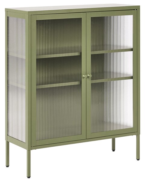 Prosklená komoda LERRYN Kov 90 cm Zelená