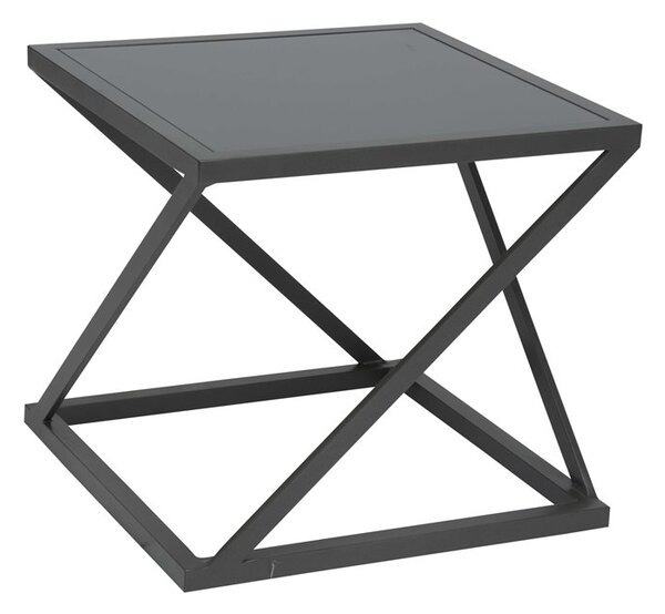 Stern Odkládací boční stolek Jackie, Stern, čtvercový 50x50x46 cm, rám lakovaný hliník šedočerný (anthracite), deska sklo