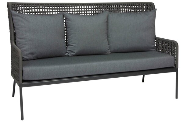 Stern Hliníkové 3-místná pohovka/sofa Greta, Stern, 166x74x102 cm, rám lakovaný hliník šedočerný (anthracite), lankový výplet šedý (platin), 100% akryl šedá (silk grey)