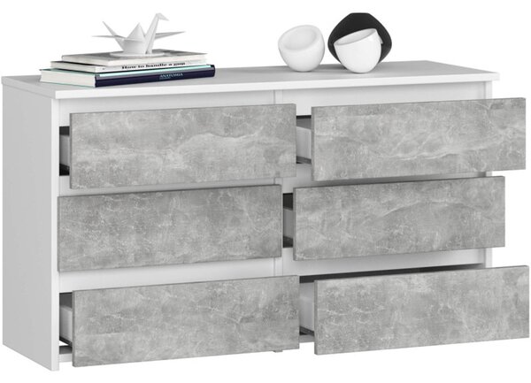 Komoda CL100 6SZ - bílá/beton