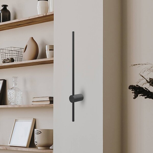 Milagro Lighting LED nástěnné světlo Swing, výška 90 cm, kov, černá, Černá, Obývací pokoj / jídelna, kov, Moderní