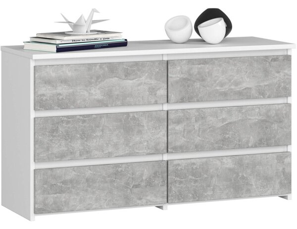 Komoda CL100 6SZ - bílá/beton