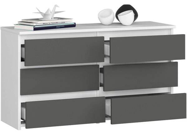 Komoda CL100 6SZ - bílá/šedá