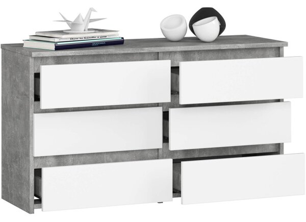 Komoda CL100 6SZ - beton/bílá