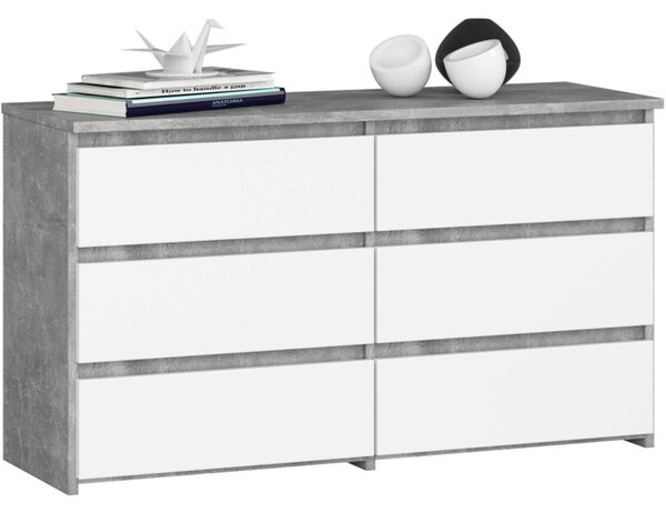 Komoda CL100 6SZ - beton/bílá