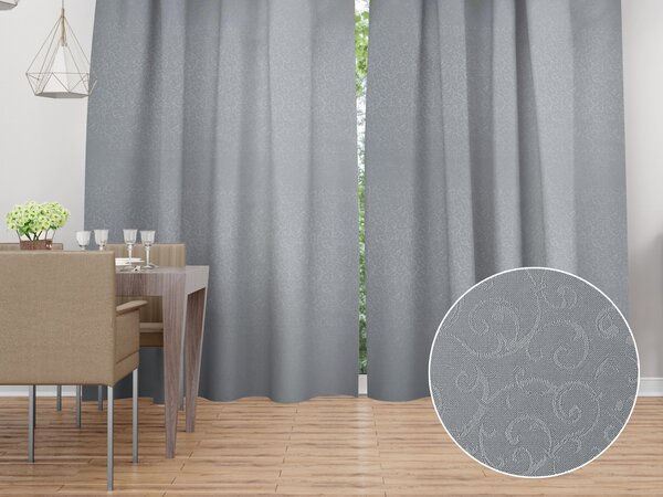 Biante Dekorační závěs TF-086 Ornamenty na šedém 150x140 cm