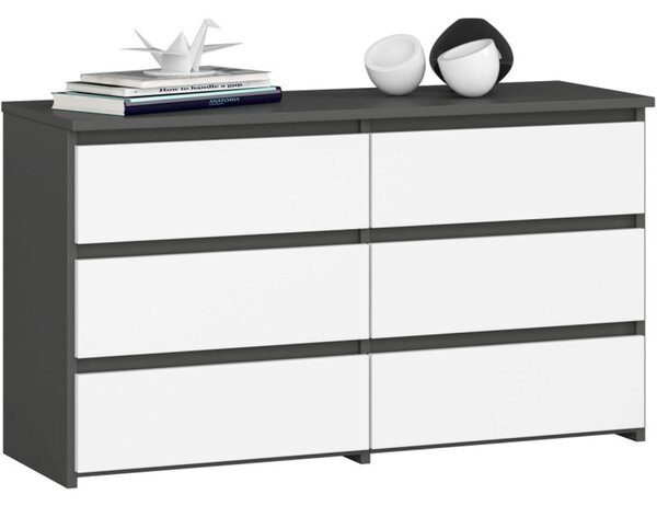 Komoda CL100 6SZ - šedá/bílá