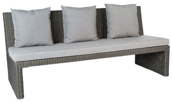 Stern 3-místná lavice Noel, Stern, 182x70x86 cm, umělý ratan šedý (basalt grey), 100% akryl světle šedý (silk grey)