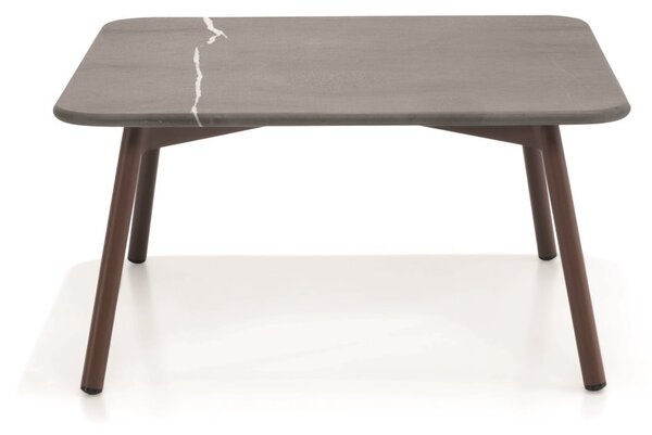 Roda Hliníkový konferenční stolek Piper, Roda, obdélníkový 80x80x40 cm, hliník, barva dle vzorníku, deska teak