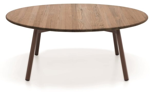 Roda Hliníkový konferenční stolek Piper, Roda, kulatý 110x40 cm, hliník, barva dle vzorníku, deska teak