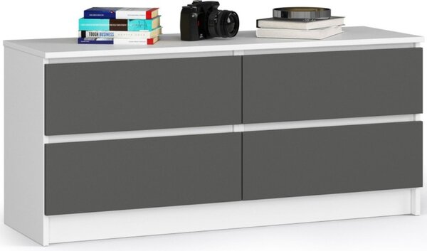 Komoda K120 4SZ - bílá/šedá