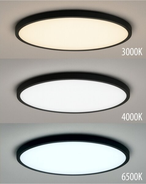 LED Stropní svítidlo LED/40W/230V 3000/4000/6500K pr. 50 cm černá