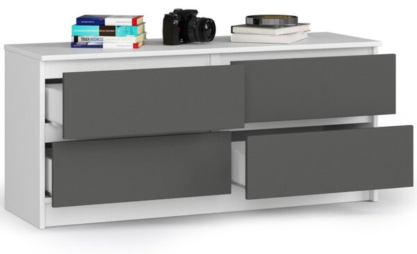 Komoda K120 4SZ - bílá/šedá