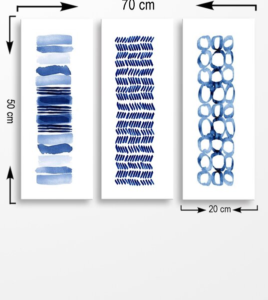 ASIR Obraz na MDF 3ks MODRÁ GRAFIKA 20 x 50 cm