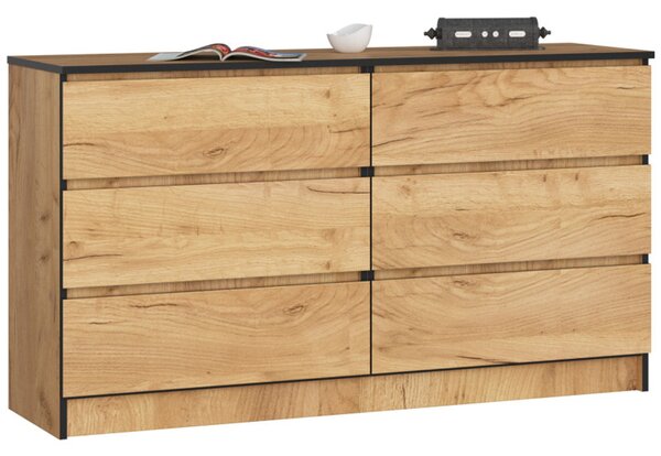 Komoda K140 6SZ CLP - řemeslný dub