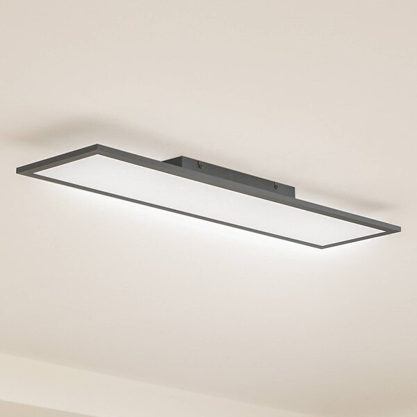 Lindby LED panel Enhife, černý, 80 x 20 cm, kov, 4 000K, Černá, Pracovna / kancelář, Moderní