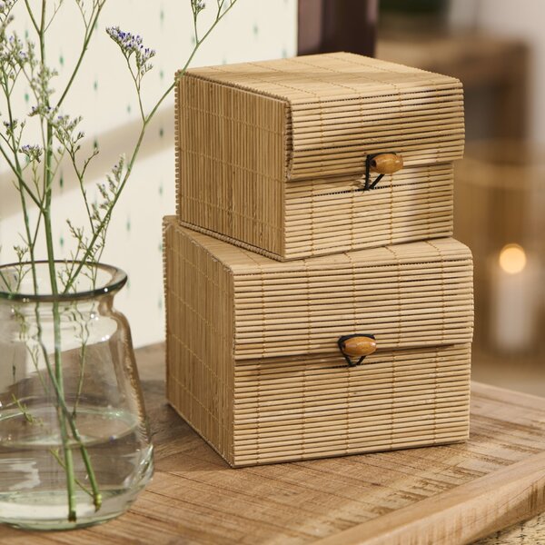 Úložný bambusový box – set 2 ks