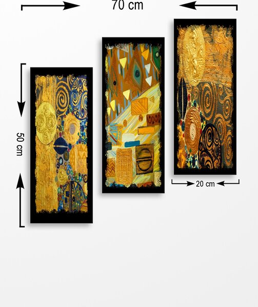 ASIR Obraz na MDF 3ks ZLATÁ ABSTRAKCE 20 x 50 cm