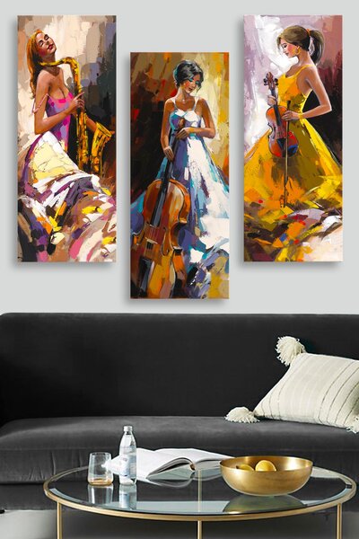 ASIR Obraz na MDF 3ks HUDEBNICE 20 x 50 cm