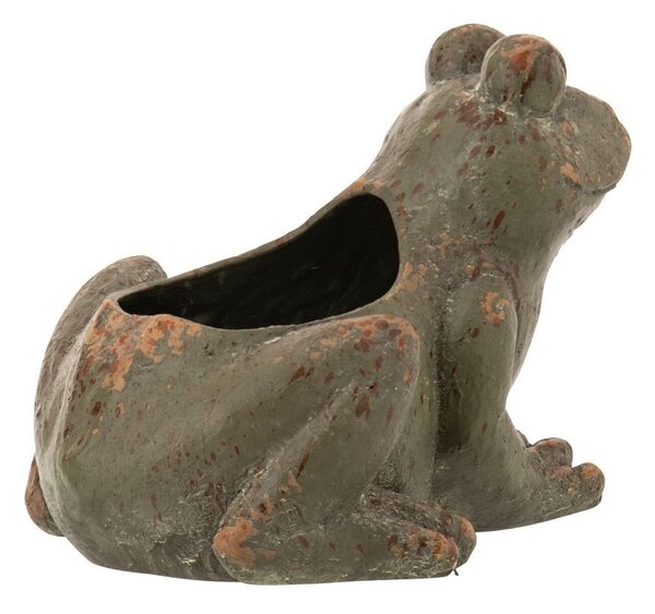 Zelený antik venkovní květináč žába Antiqou - 35*26*27 cm - J-Line by Jolipa