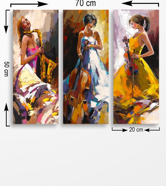 ASIR Obraz na MDF 3ks HUDEBNICE 20 x 50 cm