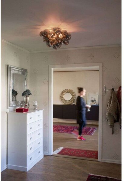Stropní Lampa By Rydéns, Gross, stmívatelné, Šedá, Obývací pokoj, Sklo