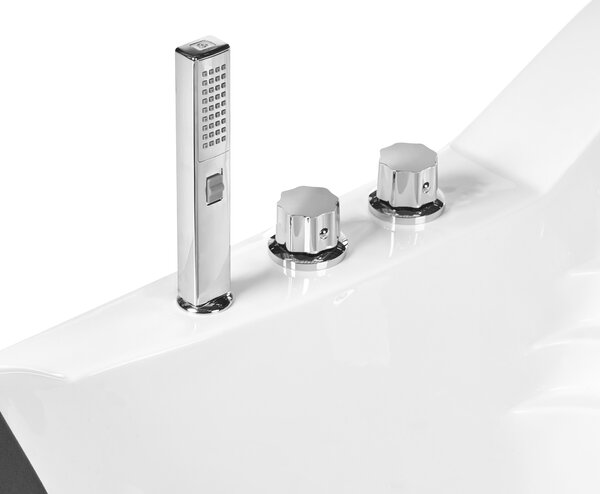 Rohová vířivá vana s LED osvětlením MONACO s reproduktorem Bluetooth 210 x 145 cm Bílá
