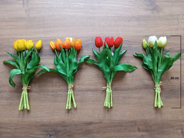 Umělá kytice Tulipány 5 ks, více barev, realistické Barva: Bílá OD_REN2018/BIL