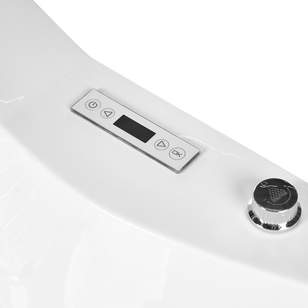 Rohová vířivá vana s LED osvětlením MONACO s reproduktorem Bluetooth 210 x 145 cm Bílá
