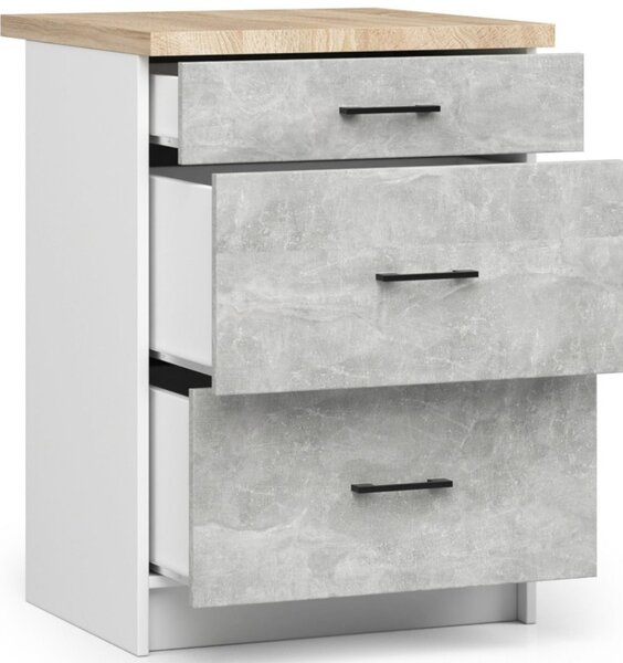 Kuchyňská skříňka OLIVIA S60 3SZ - bílá/beton