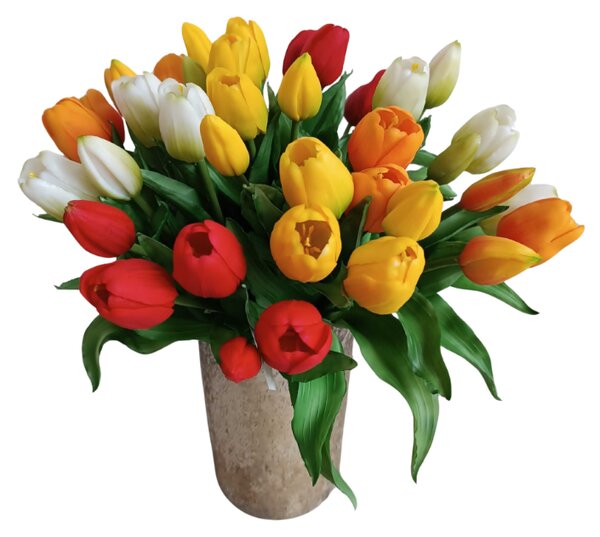 Umělá kytice Tulipány 5 ks, více barev, realistické Barva: Bílá OD_REN2018/BIL