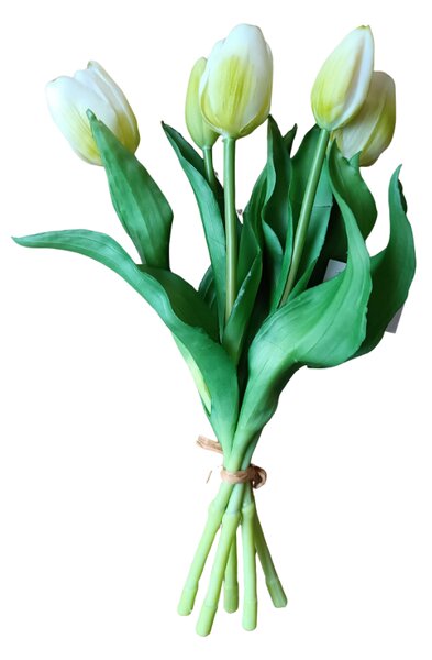 Umělá kytice Tulipány 5 ks, více barev, realistické Barva: Bílá OD_REN2018/BIL