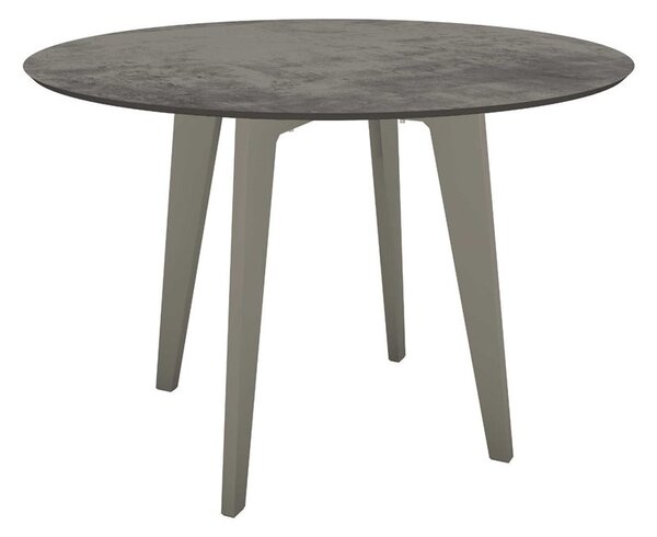 Stern Jídelní stůl, Stern, kulatý 134x75 cm, rám lakovaný hliník šedý (graphite), deska HPL Silverstar 2.0 dekor Metallic grey