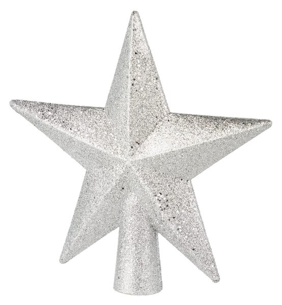 X-MAS Špice na stromek hvězda třpytivá 20 cm - stříbrná
