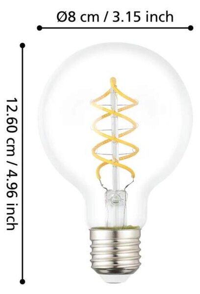 Eglo 110316 Retro Spiral Bulb - LED retro dekorativní žárovka E27, 7,3W, 2700K, G80 (LED žárovka s teplou barvou světla 2700K)