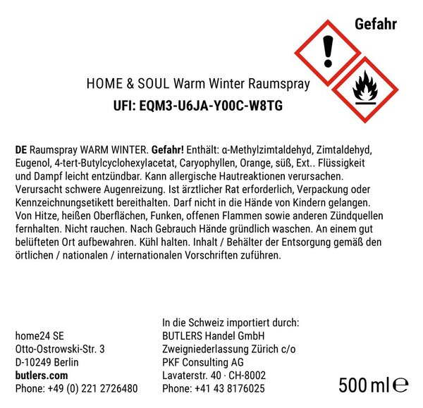 HOME & SOUL Vůně do bytu ve spreji Warm Winter 500 ml