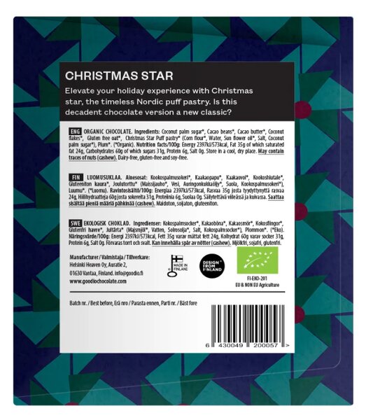 Goodio Bio čokoláda Christmas Star / bean-to-bar