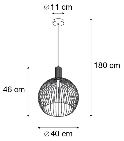 Designové kulaté závěsné svítidlo černé 40 cm - Dos