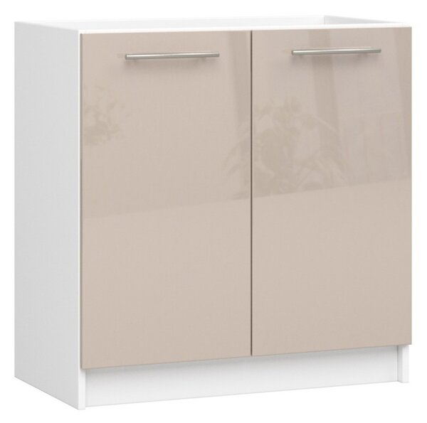 Kuchyňská skříňka OLIVIA S80 2D - bílá/cappuccino lesk- bez desky