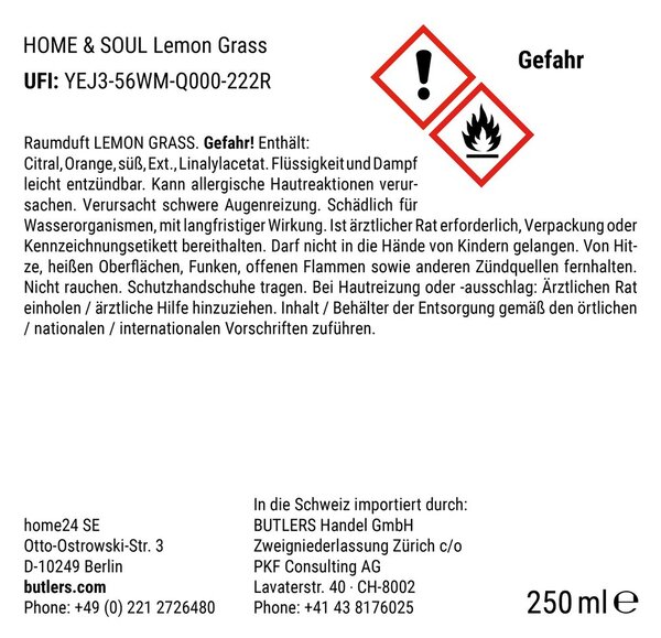 HOME & SOUL Vůně do bytu Lemon Grass 250 ml