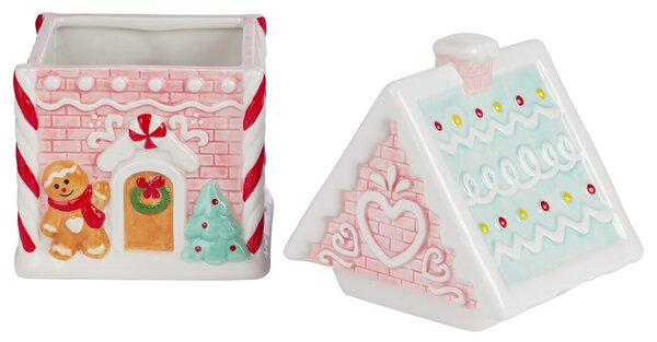 SWEET X-MAS Dóza na sušenky perníková chaloupka - růžová