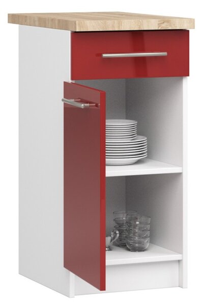 Kuchyňská skříňka OLIVIA S40 SZ1 - bílá/červený lesk
