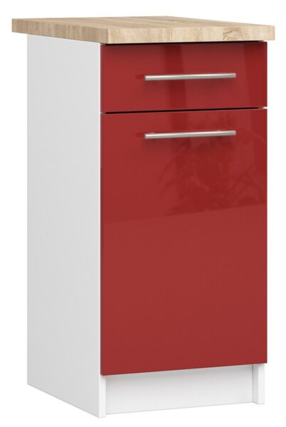 Kuchyňská skříňka OLIVIA S40 SZ1 - bílá/červený lesk